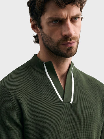 Men's Olive Slim Fit Solid Casual Polo T-Shirt
