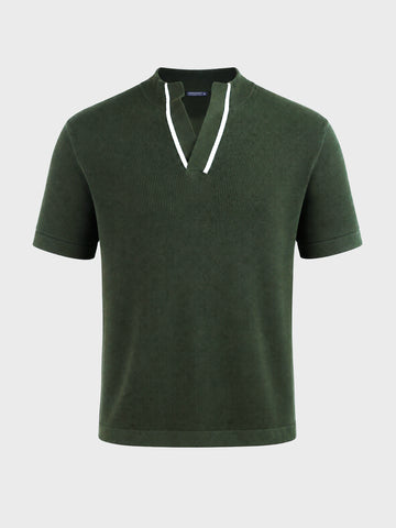 Men's Olive Slim Fit Solid Casual Polo T-Shirt