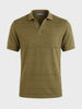 Men's Green Slim Fit Solid Textured Flat Knit Polo T-Shirt