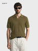 Men's Green Slim Fit Solid Flat Knit Polos T-Shirt