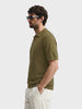 Men's Green Slim Fit Solid Flat Knit Polos T-Shirt