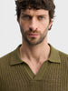 Men's Green Slim Fit Solid Flat Knit Polos T-Shirt