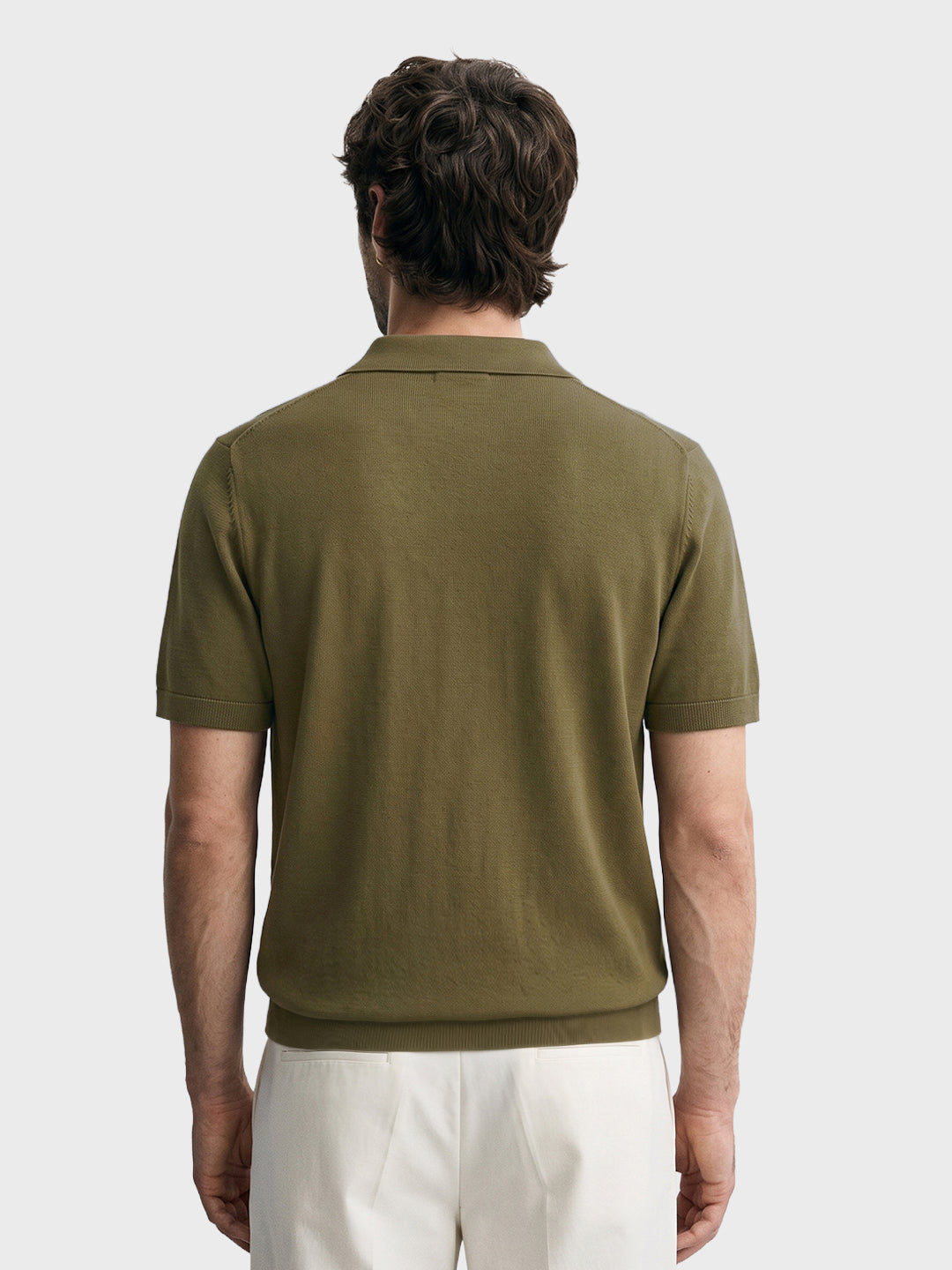 Men's Green Slim Fit Solid Flat Knit Polos T-Shirt
