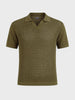 Men's Green Slim Fit Solid Flat Knit Polos T-Shirt