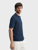 Men's Navy Slim Fit Solid Flat Knit Polos T-Shirt