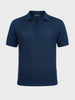 Men's Navy Slim Fit Solid Flat Knit Polos T-Shirt