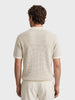Men's Cream Slim Fit Solid Flat Knit Polo T-Shirt