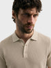 Men's Beige Slim Fit Solid Flat Knit Polo T-Shirt