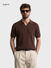 Men's Brown Slim Fit Solid Flat Knit Polo T-Shirt