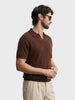 Men's Brown Slim Fit Solid Flat Knit Polo T-Shirt