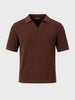 Men's Brown Slim Fit Solid Flat Knit Polo T-Shirt