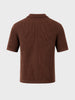 Men's Brown Slim Fit Solid Flat Knit Polo T-Shirt