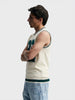 Men's White Slim Fit Graphic Printed Flat Knit  T-Shirt