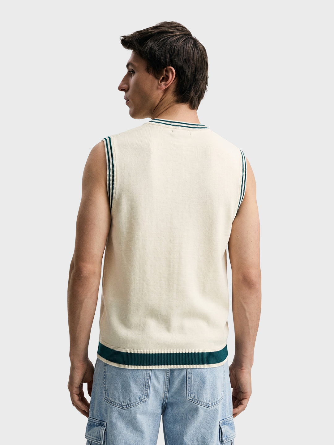 Men's White Slim Fit Solid Flat Knit  T-Shirt
