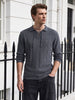 Men's Grey Slim Fit Solid Casual Polo T-Shirt