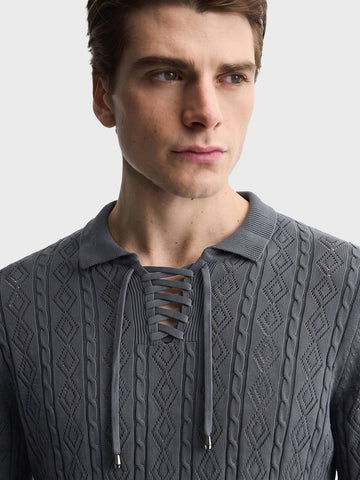 Men's Grey Slim Fit Solid Casual Polo T-Shirt