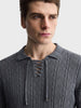 Men's Grey Slim Fit Solid Casual Polo T-Shirt