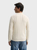 Men's Cream Slim Fit Solid Flat Knit Polos T-Shirt