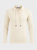 Men's Cream Slim Fit Solid Flat Knit Polos T-Shirt