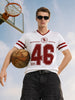 Men's White Slim Fit Printed Flat Knit Polo T-Shirt