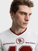 Men's White Slim Fit Printed Flat Knit Polo T-Shirt