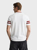 Men's White Slim Fit Printed Flat Knit Polo T-Shirt
