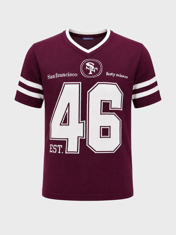 Men's Maroon Slim Fit Printed Flat Knit Polos T-Shirt