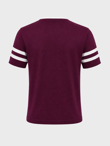 Men's Maroon Slim Fit Printed Flat Knit Polos T-Shirt