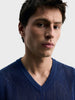 Men's Navy Blue Slim Fit Solid Flat Knit Polo T-Shirt