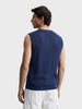 Men's Navy Blue Slim Fit Solid Flat Knit Polo T-Shirt