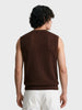 Men's Brown Slim Fit Solid Flat Knit  T-Shirt