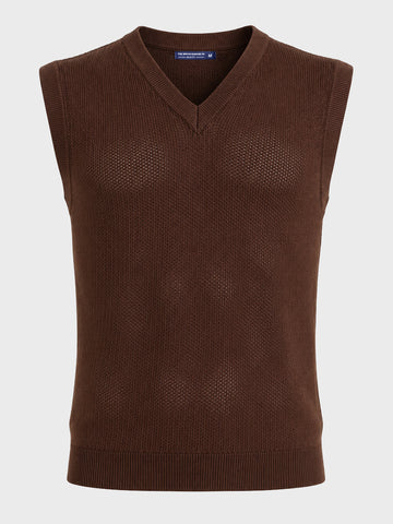 Men's Brown Slim Fit Solid Flat Knit  T-Shirt