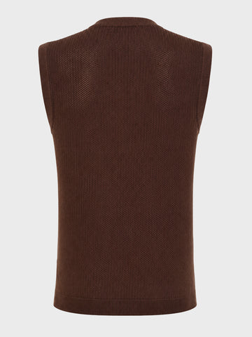 Men's Brown Slim Fit Solid Flat Knit  T-Shirt