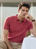 Men's Red Slim Fit Solid Casual Polo T-Shirt