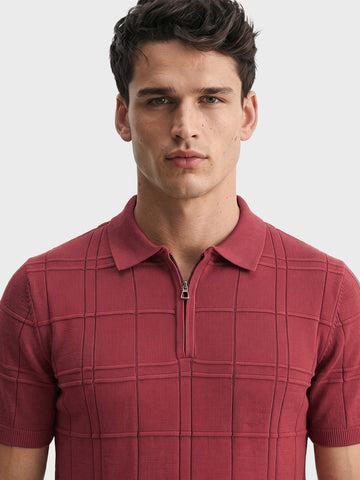 Men's Red Slim Fit Solid Casual Polo T-Shirt