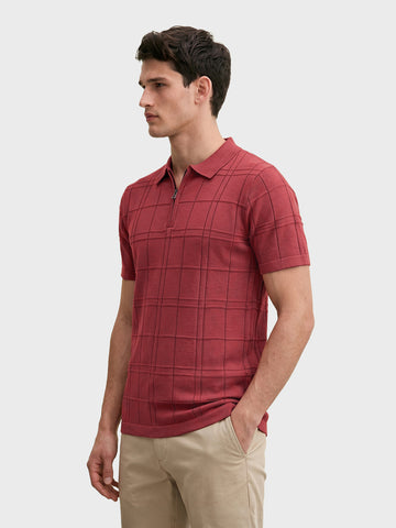 Men's Red Slim Fit Solid Casual Polo T-Shirt