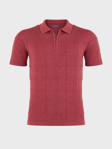 Men's Red Slim Fit Solid Casual Polo T-Shirt
