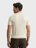 Men's Cream Slim Fit Solid Flat Knit Polos T-Shirt