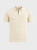 Men's Cream Slim Fit Solid Flat Knit Polos T-Shirt