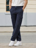 Men's Navy Relaxed Fit Solid Casual Cargos
