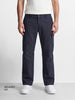 Men's Navy Relaxed Fit Solid Casual Cargos