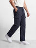 Men's Navy Relaxed Fit Solid Casual Cargos