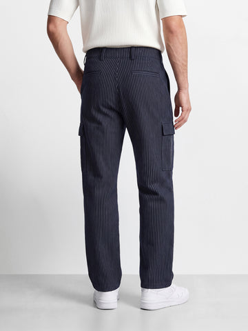 Men's Navy Relaxed Fit Solid Casual Cargos