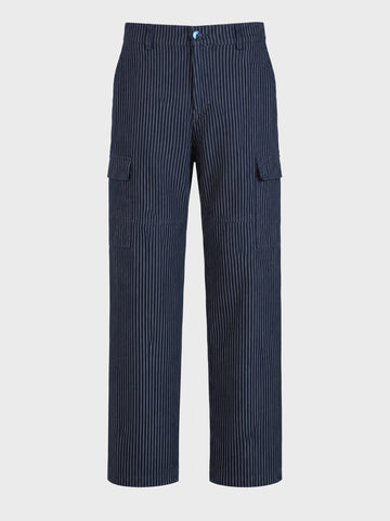 Men's Navy Relaxed Fit Solid Casual Cargos