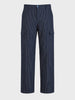Men's Navy Relaxed Fit Solid Casual Cargos