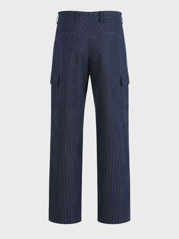 Men's Navy Relaxed Fit Solid Casual Cargos