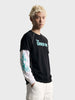 Men's Black Regular Fit Graphic Printed Casual Sweatshirt