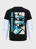 Men's Black Regular Fit Graphic Printed Casual Sweatshirt