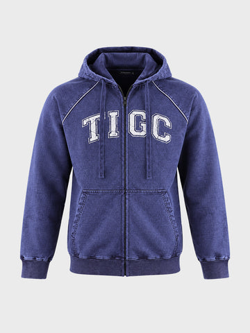 Men's Navy Blue Regular Fit Printed Casual Sweatshirt