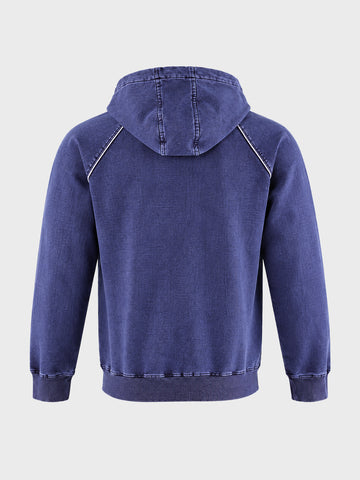 Men's Navy Blue Regular Fit Printed Casual Sweatshirt